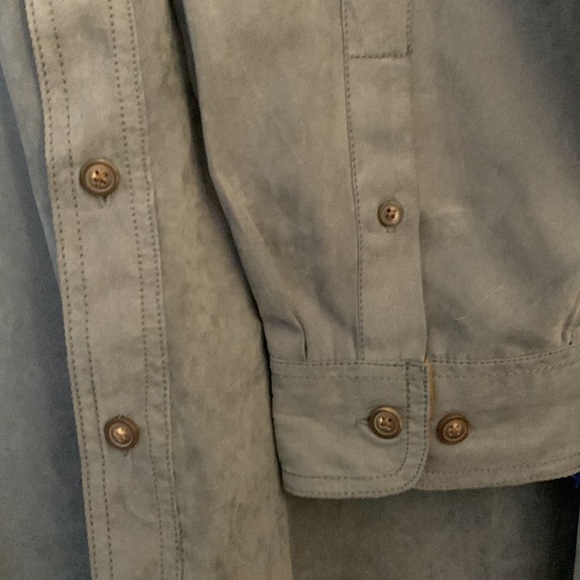 North River Outfitters Mens XXL Faux Suede Long Sleeved Shirt Slate Blue / Brown - Picture 5 of 7